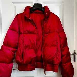 PINKO POLYAMIDE RED PUFFER JACKET. SIZE: US6 GOOD CONDITION. FALL/WINTER